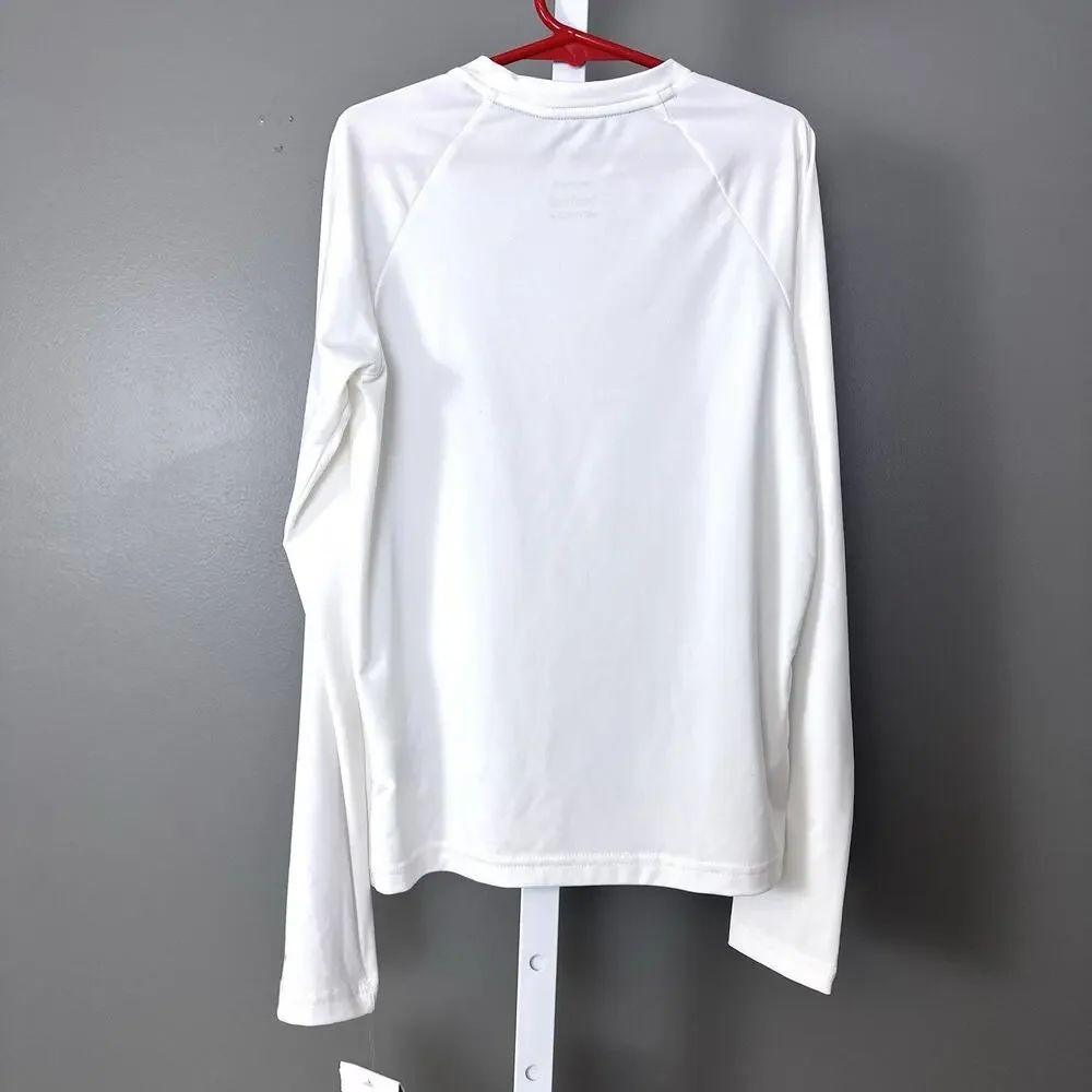 Nike Girls Medium M Long Sleeve Hydroguard Rash Guard Swim Shirt White NESS8784
